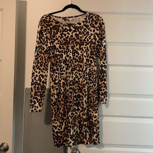 Cheetah print long sleeve midi dress